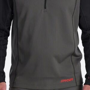 NWT Men’s Spyder Stretch Charger 1/2 Zip Baselayer Top Gray/Black Sz Large